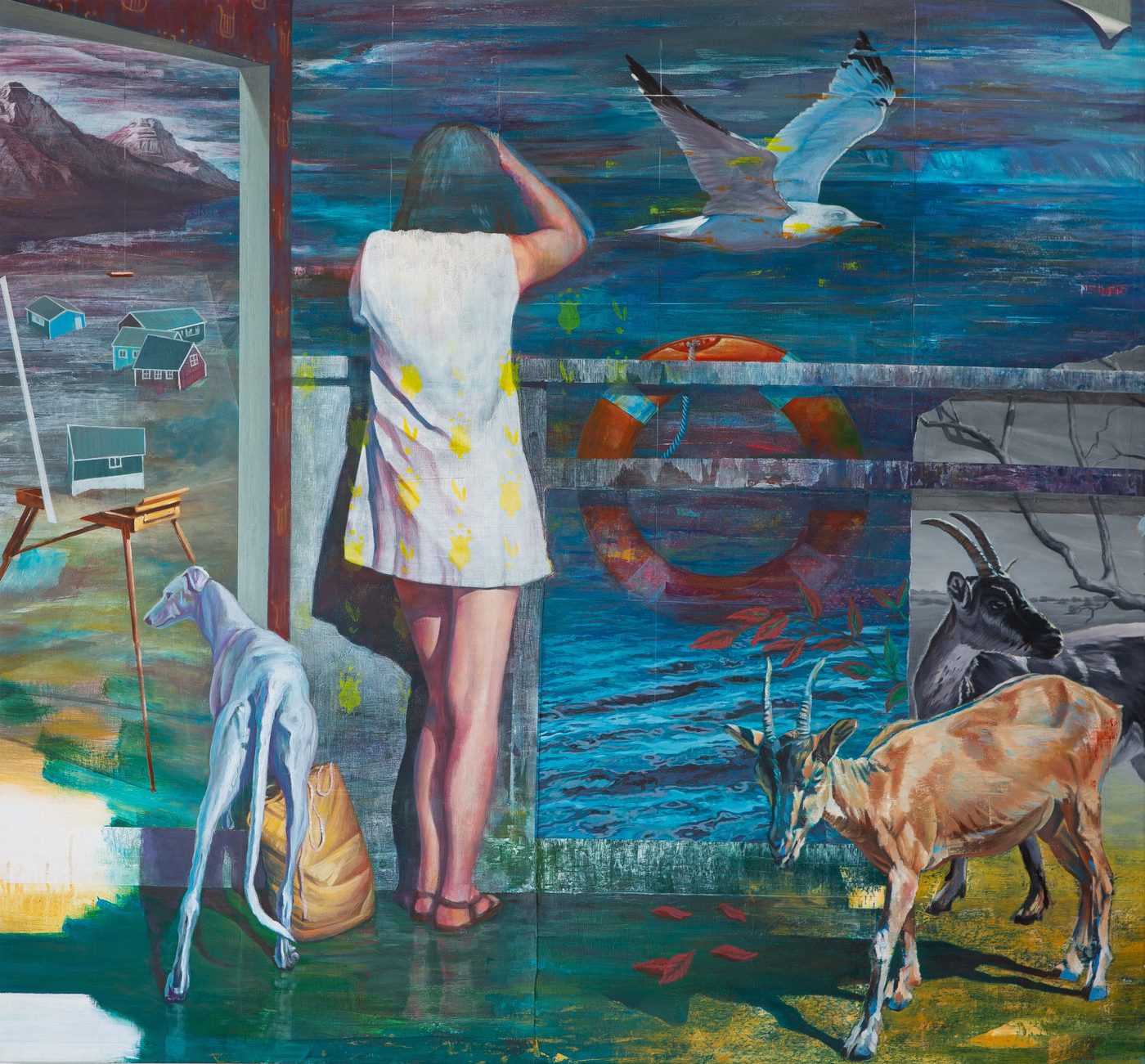Georgios Staikos, An August in Studio, 2023 — Acrylic and oil on canvas, collage of canvases