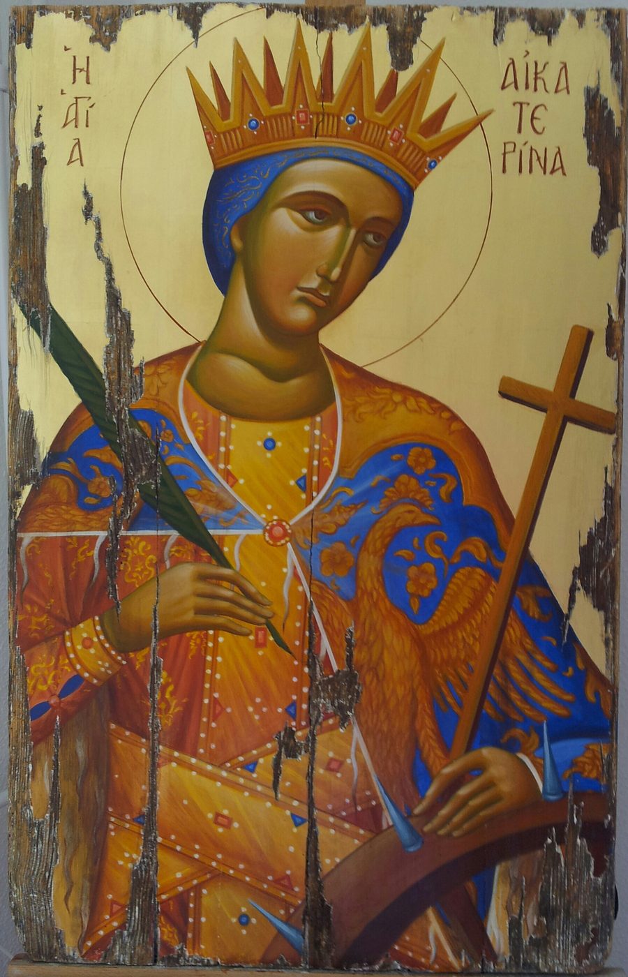 Georgios Staikos, St Katherine, 2015 — Pigments on wood panel