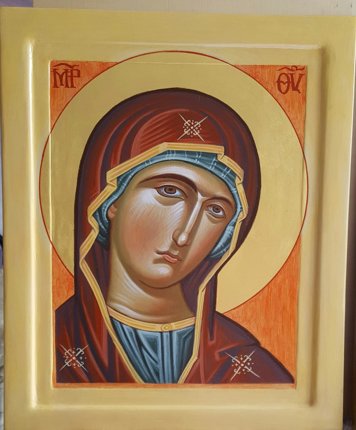 Georgios Staikos, The Most Holy Theotokos, 2016 — Pigments on wood panel