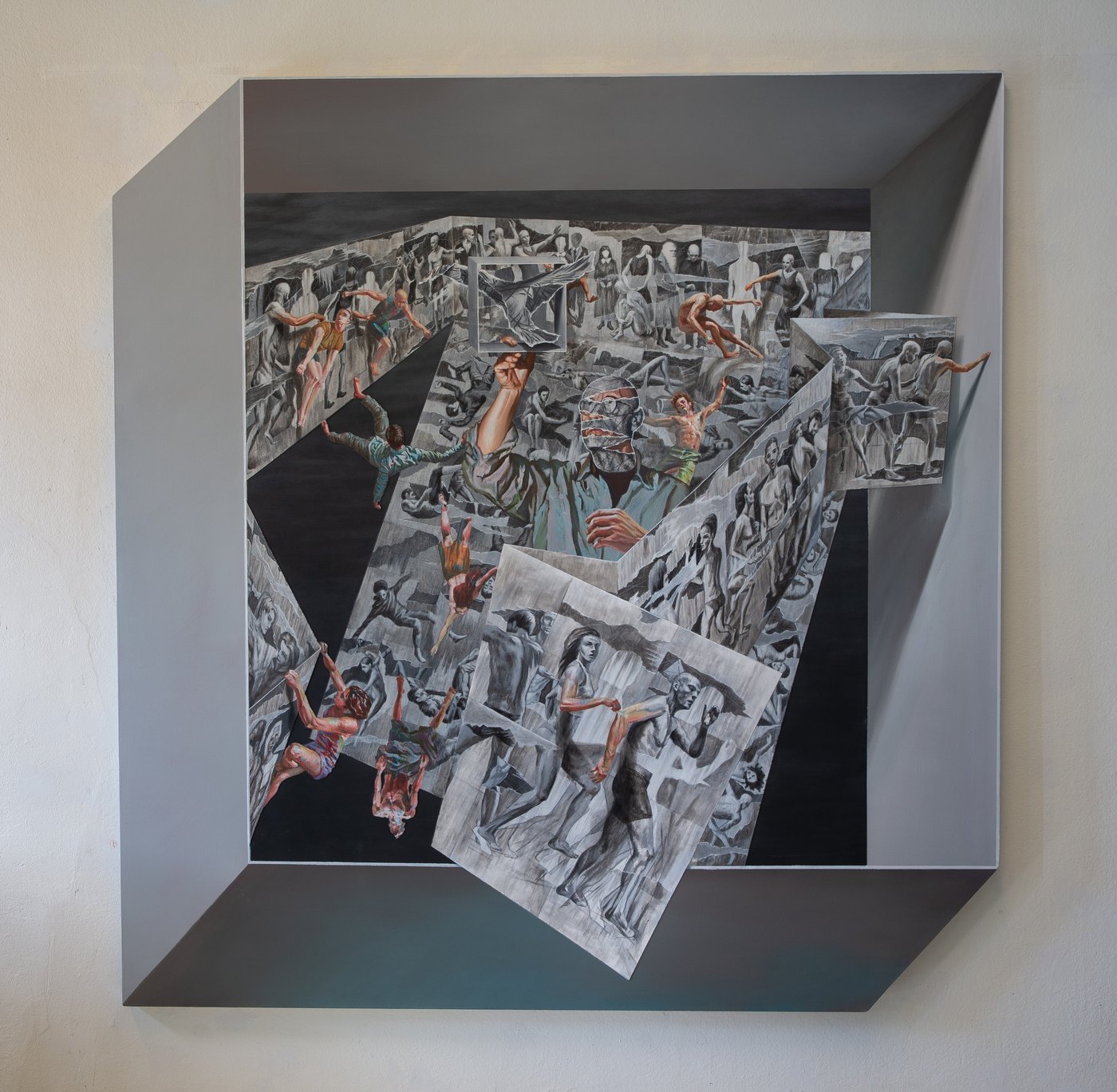 Georgios Staikos, Attempts at Framing, 2026 — Acrylic, oil and collage of canvases on canvas, self-made stretcher