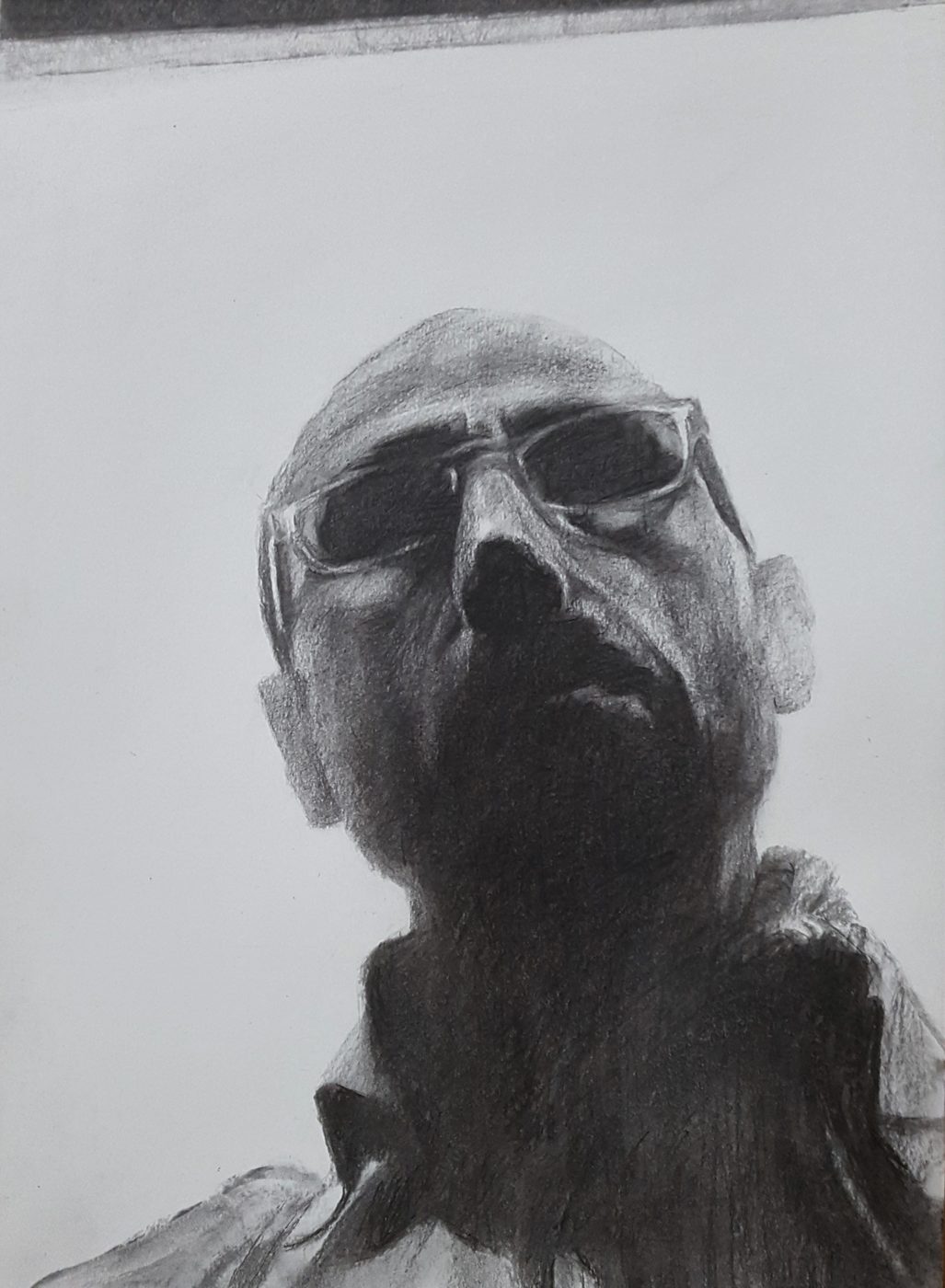 Georgios Staikos, Self-portrait, 2017 — Charcoal on paper