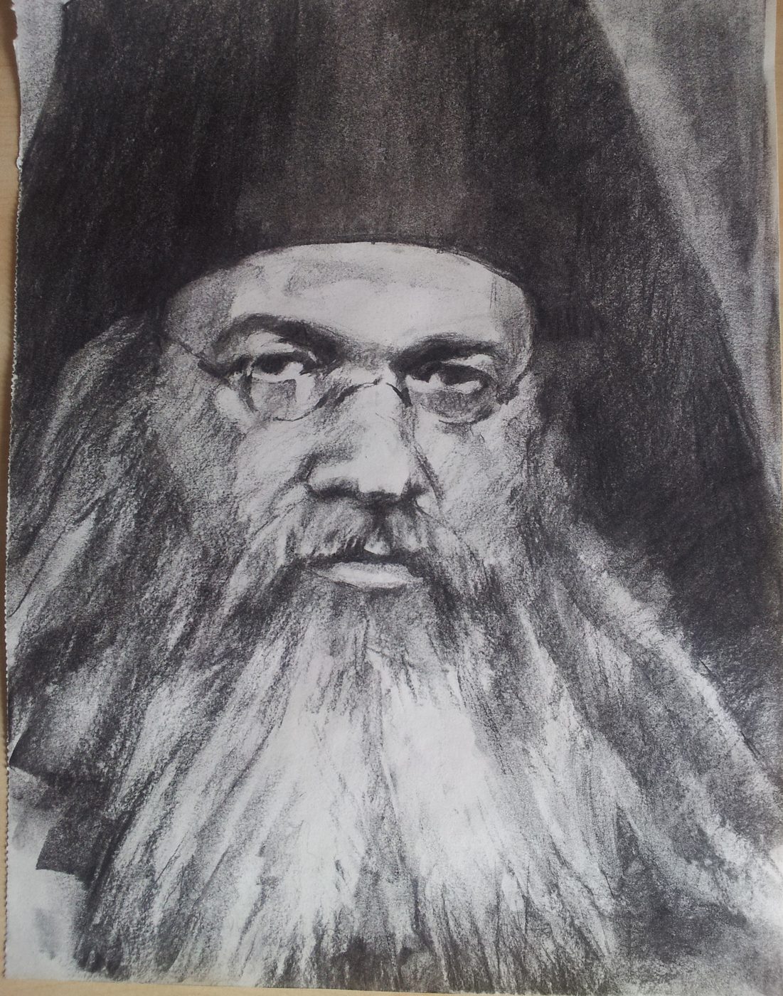 Georgios Staikos, Study — St Luke the Surgeon, 2014 — Charcoal on paper