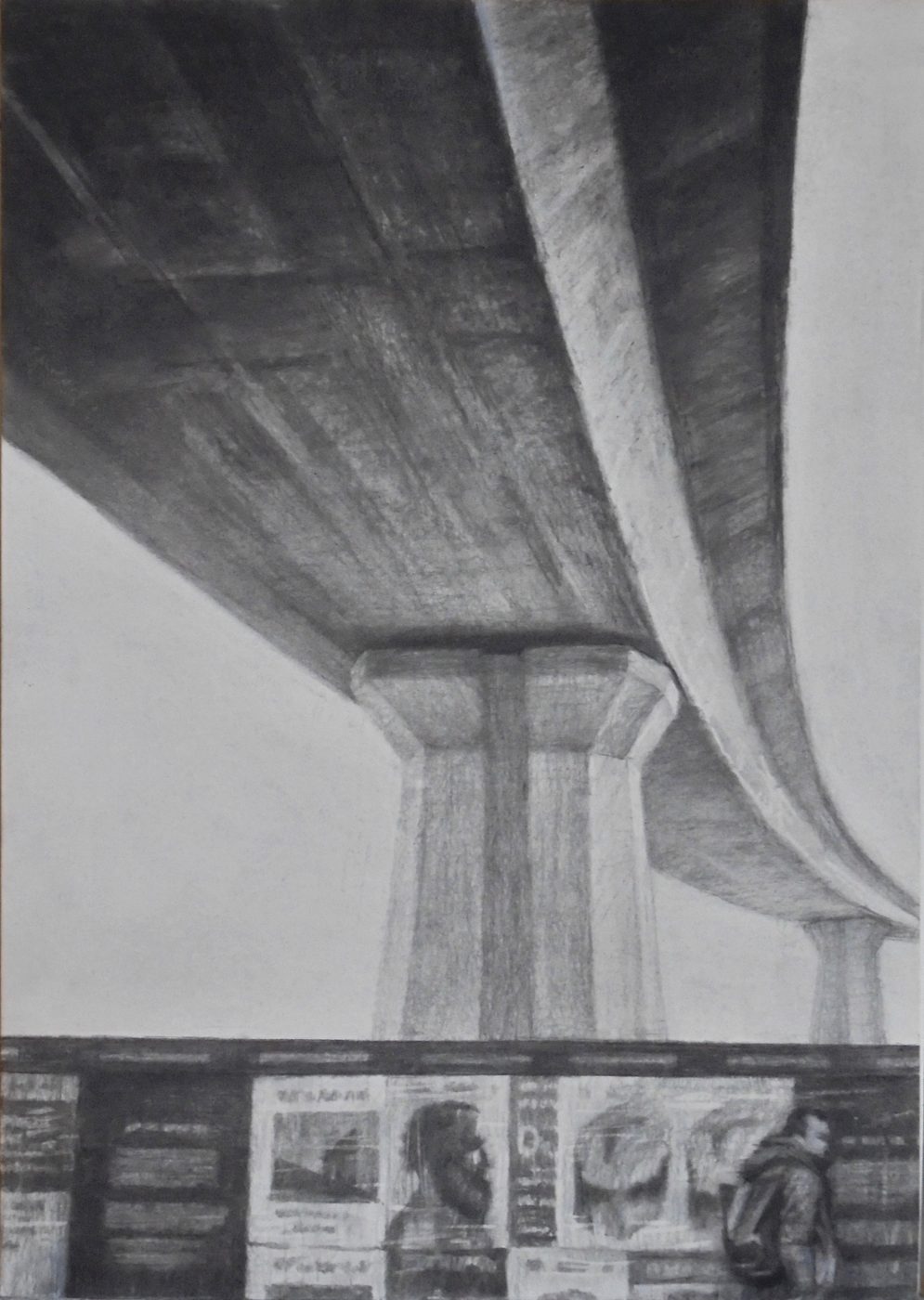 Georgios Staikos, The Bridge, 2018 — Charcoal on paper