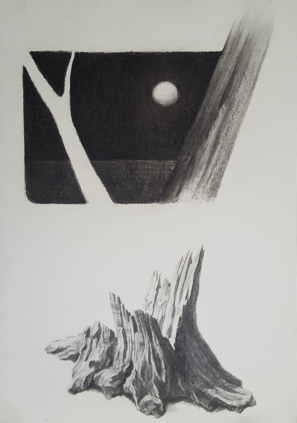 Georgios Staikos, Vestiges, 2018 — Charcoal and pencil on paper, polyptych in four parts